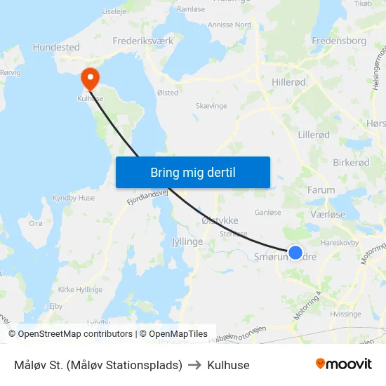 Måløv St. (Måløv Stationsplads) to Kulhuse map