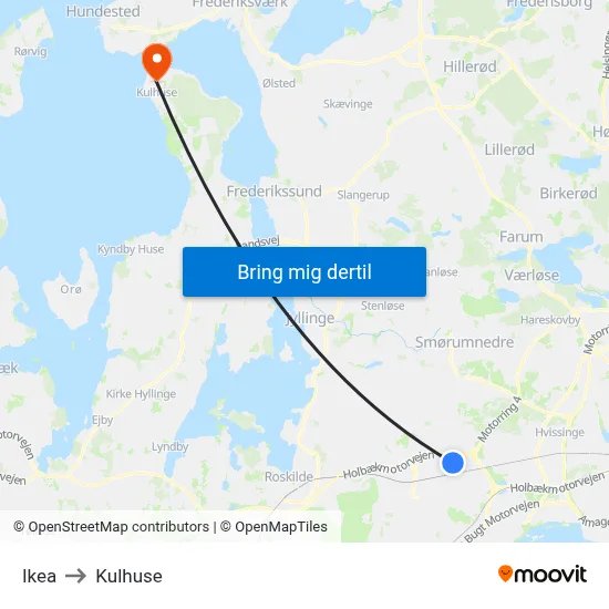 Ikea to Kulhuse map