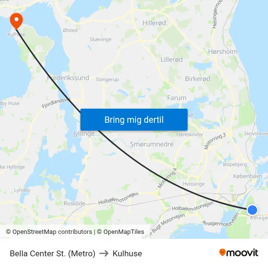 Bella Center St. (Metro) to Kulhuse map