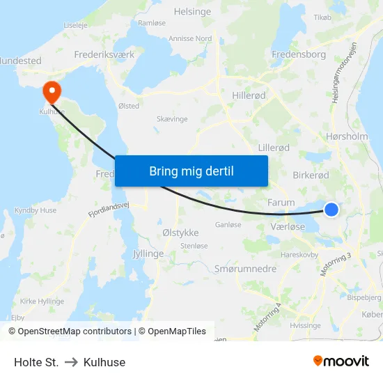 Holte St. to Kulhuse map
