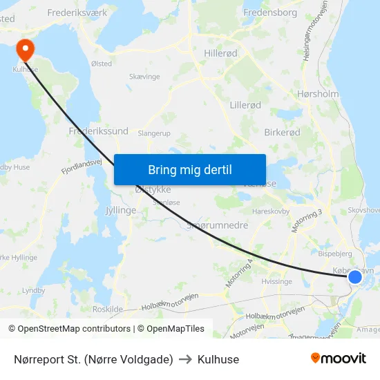 Nørreport St. (Nørre Voldgade) to Kulhuse map