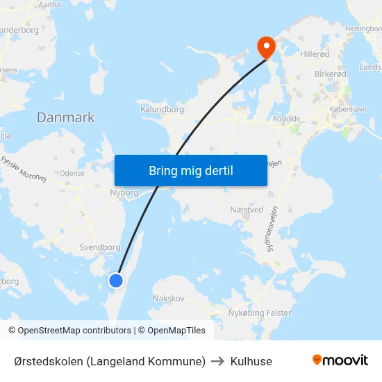 Ørstedskolen (Langeland Kommune) to Kulhuse map