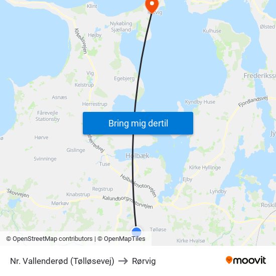 Nr. Vallenderød (Tølløsevej) to Rørvig map