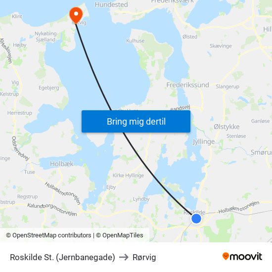 Roskilde St. (Jernbanegade) to Rørvig map