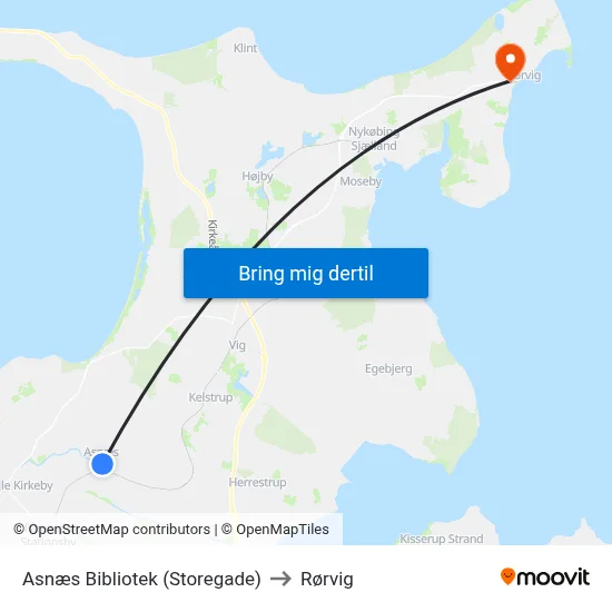 Asnæs Bibliotek (Storegade) to Rørvig map