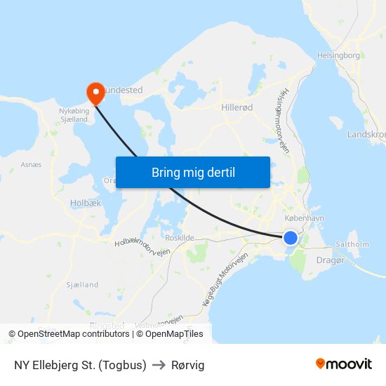 NY Ellebjerg St. (Togbus) to Rørvig map