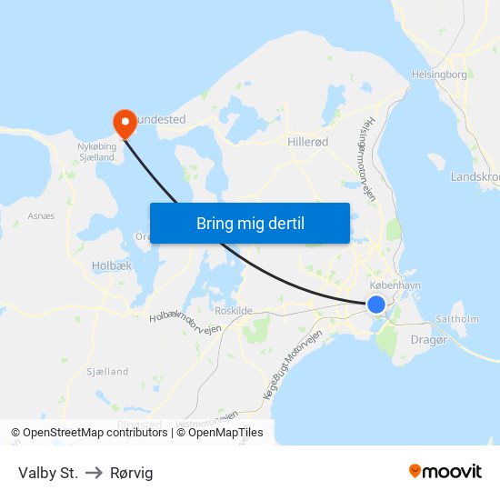 Valby St. to Rørvig map