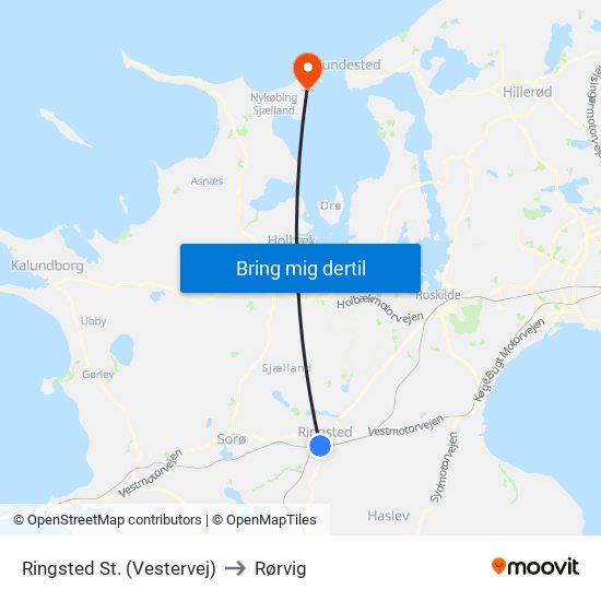Ringsted St. (Vestervej) to Rørvig map