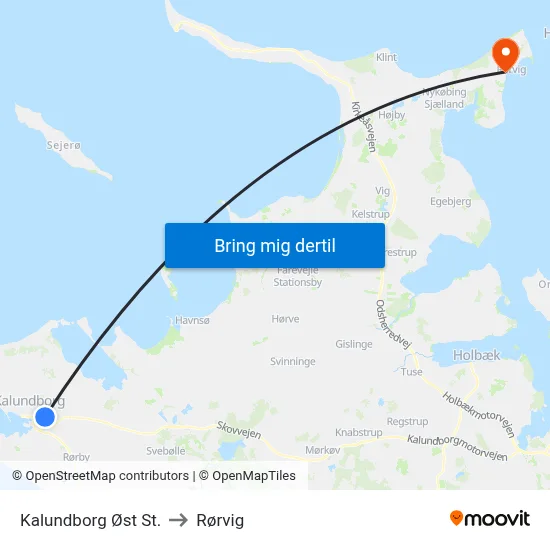 Kalundborg Øst St. to Rørvig map