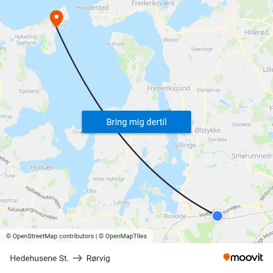 Hedehusene St. to Rørvig map