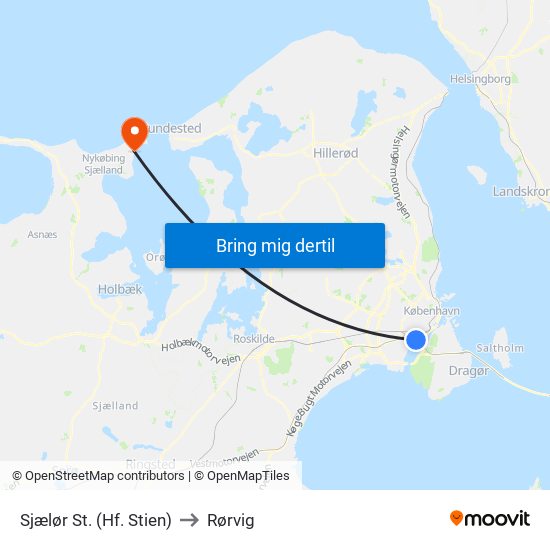 Sjælør St. (Hf. Stien) to Rørvig map