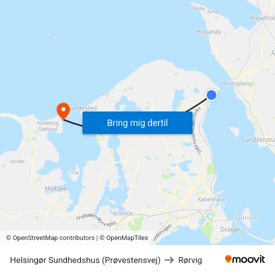 Helsingør Sundhedshus (Prøvestensvej) to Rørvig map