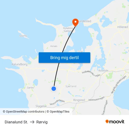 Dianalund St. to Rørvig map