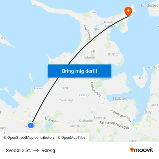 Svebølle St. to Rørvig map
