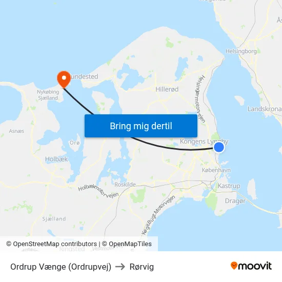 Ordrup Vænge (Ordrupvej) to Rørvig map