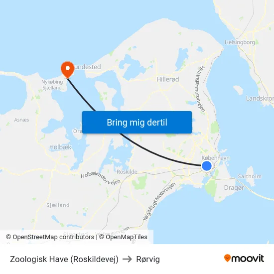 Zoologisk Have (Roskildevej) to Rørvig map