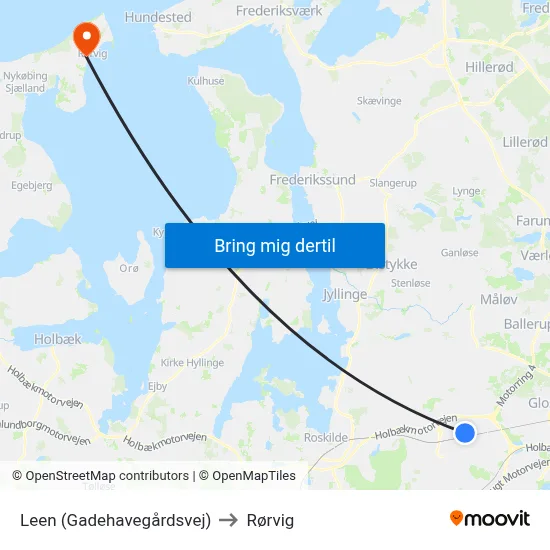 Leen (Gadehavegårdsvej) to Rørvig map