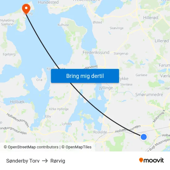 Sønderby Torv to Rørvig map