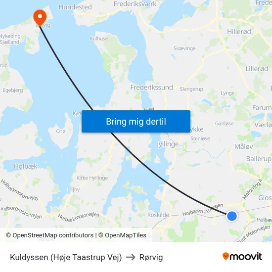 Kuldyssen (Høje Taastrup Vej) to Rørvig map