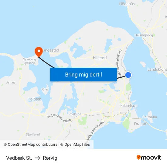 Vedbæk St. to Rørvig map