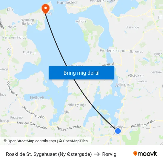 Roskilde St. Sygehuset (Ny Østergade) to Rørvig map