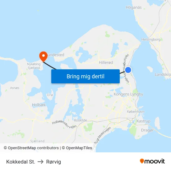 Kokkedal St. to Rørvig map
