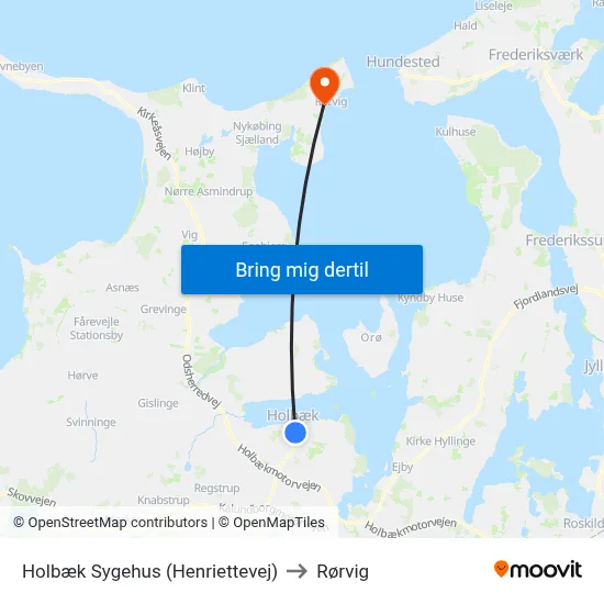 Holbæk Sygehus (Henriettevej) to Rørvig map
