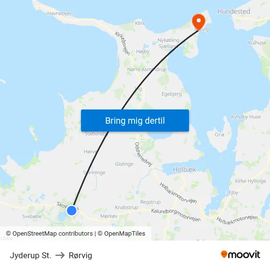 Jyderup St. to Rørvig map