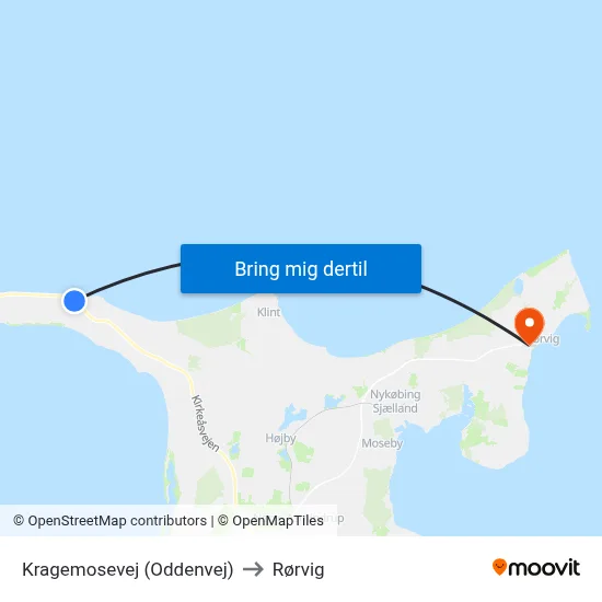 Kragemosevej (Oddenvej) to Rørvig map