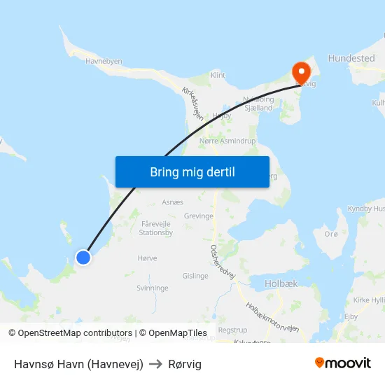 Havnsø Havn (Havnevej) to Rørvig map