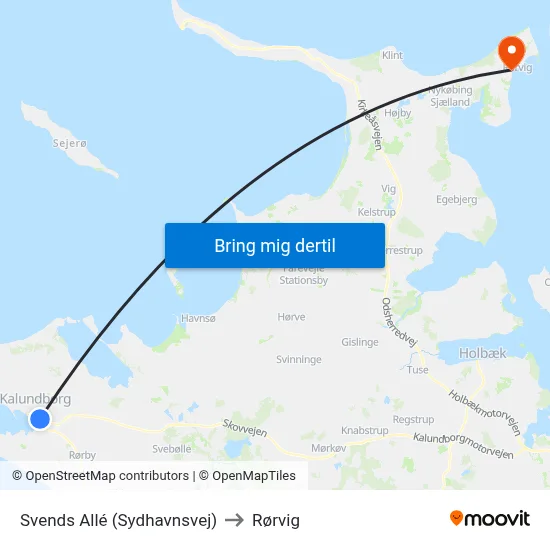 Svends Allé (Sydhavnsvej) to Rørvig map