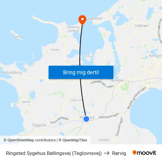 Ringsted Sygehus Bøllingsvej (Teglovnsvej) to Rørvig map