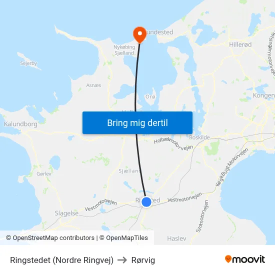 Ringstedet (Nordre Ringvej) to Rørvig map