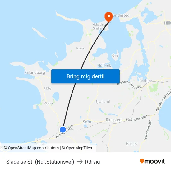 Slagelse St. (Ndr.Stationsvej) to Rørvig map