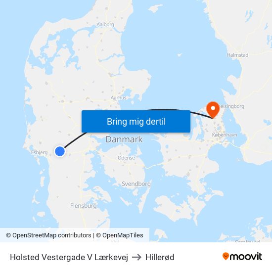 Holsted Vestergade V Lærkevej to Hillerød map