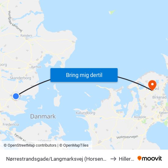 Nørrestrandsgade/Langmarksvej (Horsens Kom) to Hillerød map