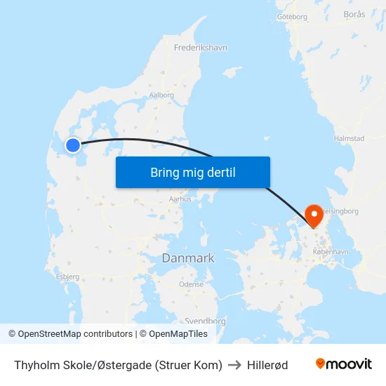 Thyholm Skole/Østergade (Struer Kom) to Hillerød map