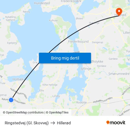 Ringstedvej (Gl. Skovvej) to Hillerød map