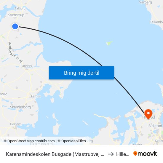 Karensmindeskolen Busgade (Mastrupvej / Støvring) to Hillerød map