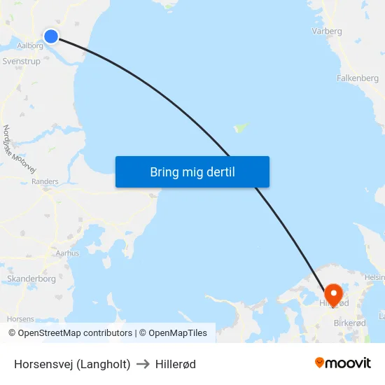 Horsensvej (Langholt) to Hillerød map