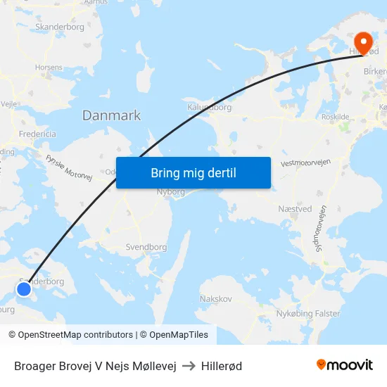Broager Brovej V Nejs Møllevej to Hillerød map