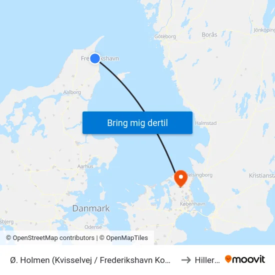Ø. Holmen (Kvisselvej / Frederikshavn Kommune) to Hillerød map