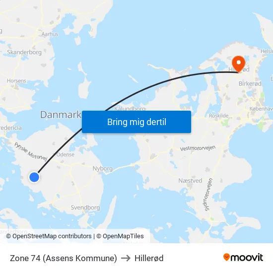 Zone 74 (Assens Kommune) to Hillerød map