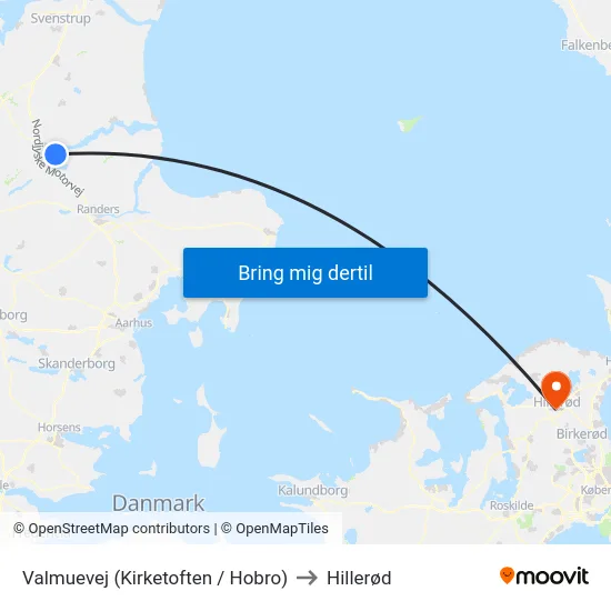 Valmuevej (Kirketoften / Hobro) to Hillerød map