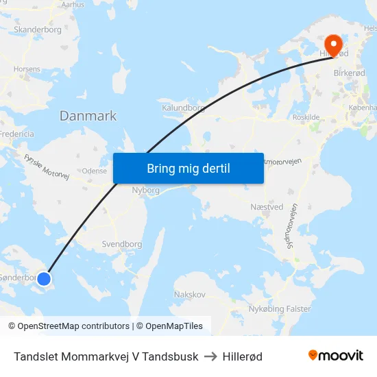 Tandslet Mommarkvej V Tandsbusk to Hillerød map