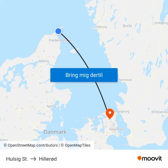 Hulsig St. to Hillerød map