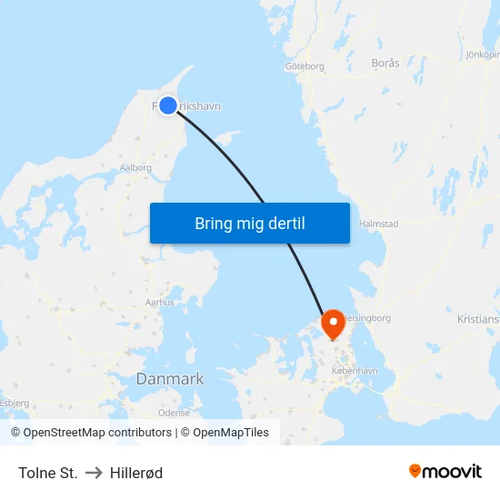 Tolne St. to Hillerød map