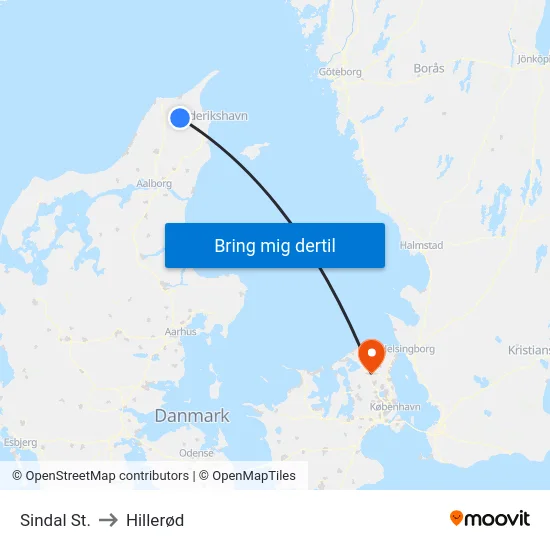 Sindal St. to Hillerød map