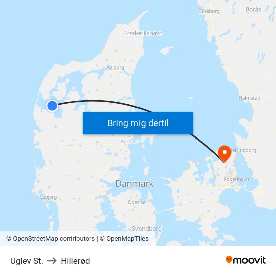 Uglev St. to Hillerød map