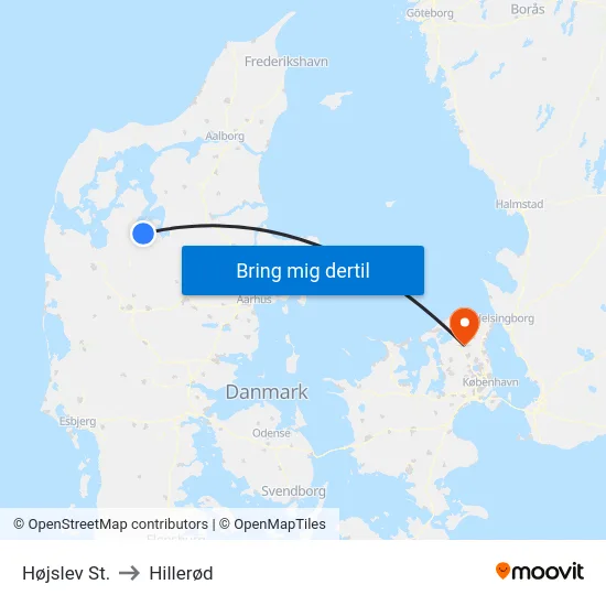 Højslev St. to Hillerød map